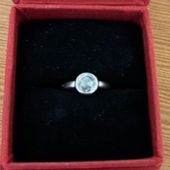 Me & Ro Platinum and Rose Cut Natural Diamond Ring Bezel Set .37 ctw - Picture 2 of 9